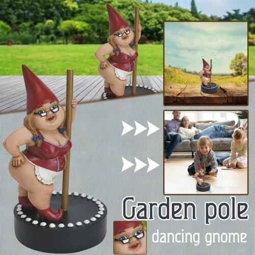 Garden Gnome Statue Garden Pole Dancing Goblin Garden Courtyard Lawn Indoor/outdoor Sculpture Outdoor Winter Decorations Home