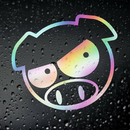 Three Ratels FD586 Angy Pig Car Oil Slick Chrome Sticker - JDM Tuner Japanese Rally Drift Tengoku