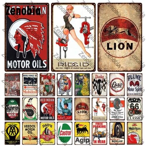 Vintage Motor Oil Metal Sign Plaque Tin Sign Wall Decoration Double-Rance Oil Metal Poster for Garage Pub Plate Wall Art Decor