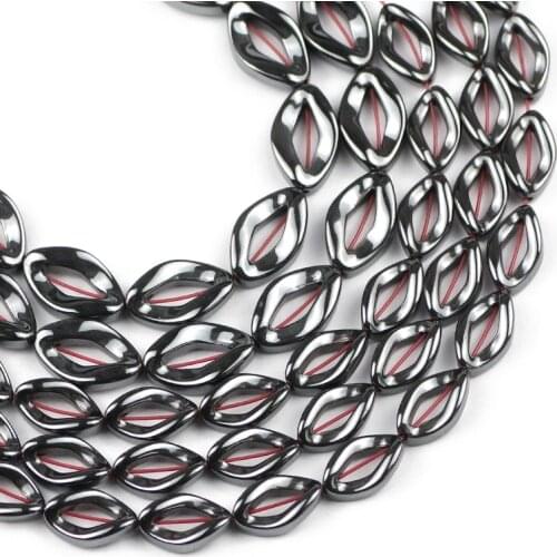 YHBZRET Natural Stone Oval Ellipse Circle Black Hematite Spacers Loose Beads For Jewelry Making Diy bracelet accessories 13/16MM