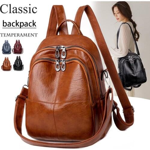 PU Womens Backpacks Ladies Leather Travel Rucksack Female Anti Theft Bagpack 2021 Fashion Lady Backpack Multifunctional Mochila