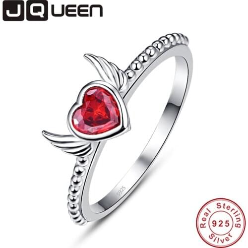 JQUEEN Round Heart Rings for Women Silver Ring 925 Jewelry Pave Setting Crystal Jewelry Bijoux Femme