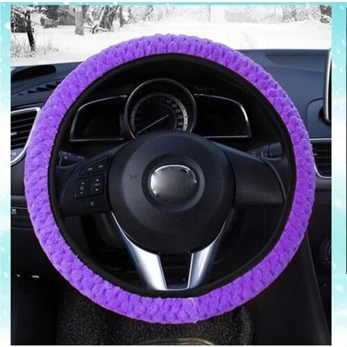 CHIZIYO Pearl Velvet Winter Car Steering Wheel Cover Soft Warm Plush Covers Universal For 36-38CM