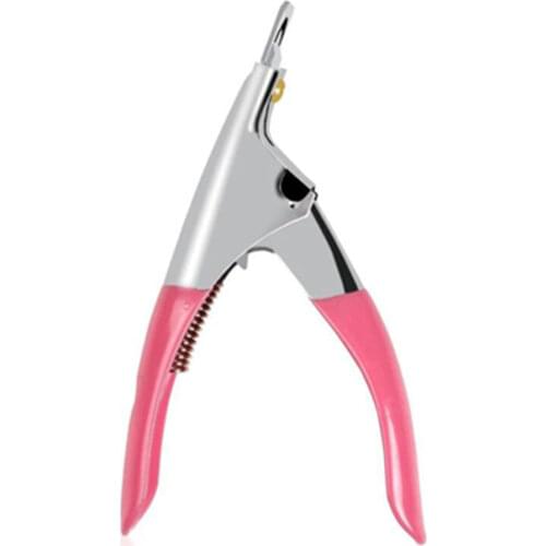 1PC Nail Art Clipper Type U One Word False Tips Edge Cutters Manicure Scissors Stainless Steel Pink/Red Nail Art Clipper Tools