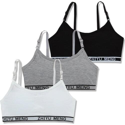 2pc/lot Teens Girls Sports Bra Puberty Underwear Wireless Teenager Girls Sport Bra Chest Pad Cotton Young Girls Training Bra