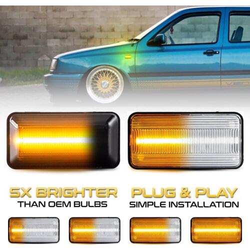 2Pcs Dynamic Amber LED Side Marker Turn Signal Sequential Blinker Light For VW Golf 3 MK3 Vento Seat Ibiza 2 MK2 Cordoba