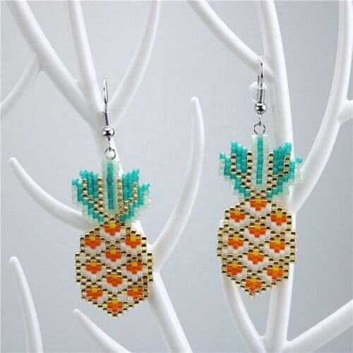 40mm 5pair/lot Fahion lovely pineapple shape miyuki seed earring,simple girls jewelry earrings cheap wholesale