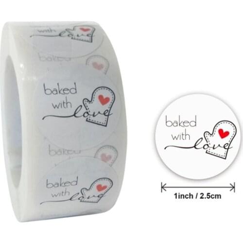 500 pcs/roll black lettering and white background red heart with “thank you” label hand-sealed sticker