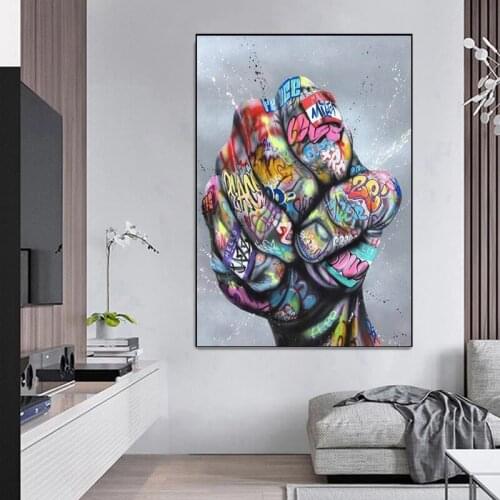 Boxing Gloves Street Graffiti Artwork Canvas Painting Posters and Prints Wall Art Pictures for Modern Home Decor (No Frame)