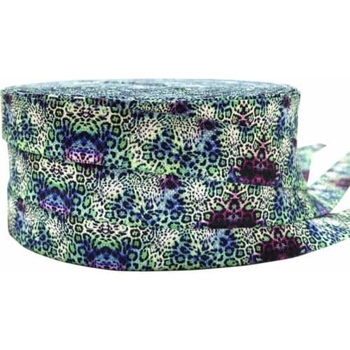 Leopard Zebra Print Fold Over Elastic Cheetah FOE Ribbon DIY Hair Accessories Webbing Wristband Bracelet 16mm yards