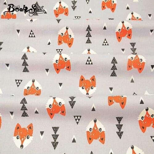 Booksew Cotton Quilting Fabric Baby DIY Patchwork Sewing Foxes Pattern Cloth Gray Tecido Material Textile Fabric Meter Dress