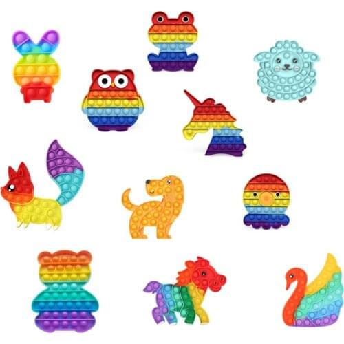 Animal Fidget Reliver Stress Toys Rainbow Push It Bubble Antistress Toys Adult Children Sensory Toy To Relieve Autism