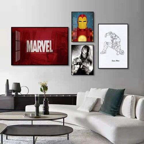 Iron Man Canvas Paintings Marvel Avengers Movie Character Posters and Prints Wall Art Pictures for Living Room Home Decoration