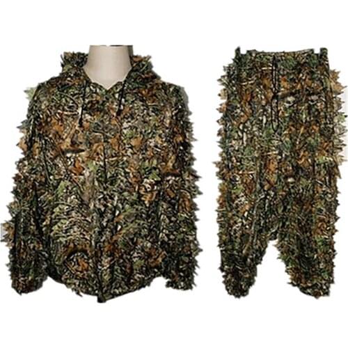 1 Set Hunting Clothes 3D Leaf Coat Trousers Camouflage Outdoor Jungle Watch Bird Lightweight Hooded Camouflage Hunting Suit