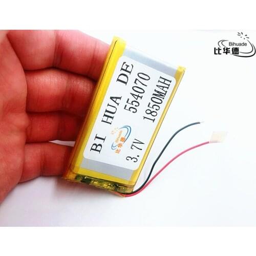 Li-Po Polymer battery 1850 mah 3.7 V 554070 smart home MP3 speakers Li-ion battery for dvr,GPS,mp3,mp4,cell phone,speaker