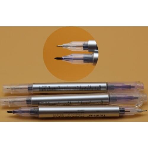 10Pcs/lot Waterproof Double Headed Surgical Skin Marker Medical Pen With Ruler For Permanent makeup Eyebrow Design Tools
