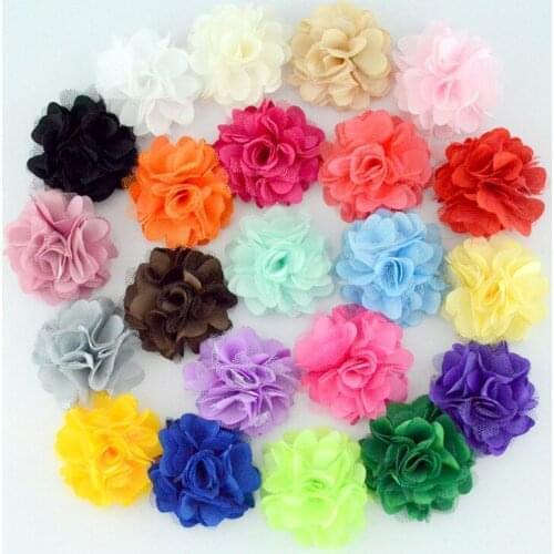 Cute 20pcs/lot 2" Satin Mesh Flowers DIY Kids Hair Accessory Boutique Wedding Decoration Flower Hair Flower Accessories