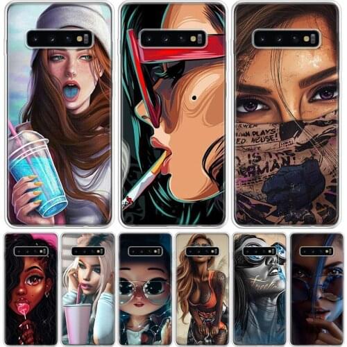 Fashion Beautiful Long-Haired Girl Phone Case for Samsung Galaxy S10 S20 Ultra Note 10 9 8 S9 S8 S7 J4 J6 J8 Plus Lite + Popular