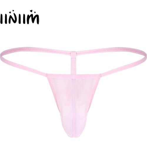 Mens Sexy Lingerie Sissy Underwear See Through Mesh Bulge Pouch Bikini Thong T Back String Men Underwear Gay See-through Panties
