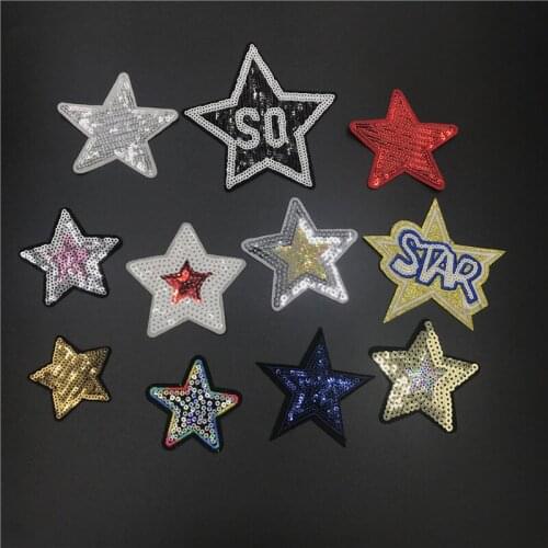 Star Sequins Embroidered sequins patch iron on for clothes