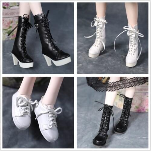 Shoes for 1/3 BJD New lace up boots high heels white sneakers 62mm gift toy free shipping