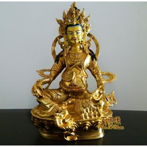 Wholesale Collection- HOME House Talisman Protection # Tibetan Buddhism Yellow mammon Zanbala gilding brass gold Buddha statue