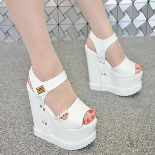 15cm Thick Sole Wedge Sandals Women Summer Sexy Shoes Fashion Roman Fish Mouth Increase Inside Sandals 2021