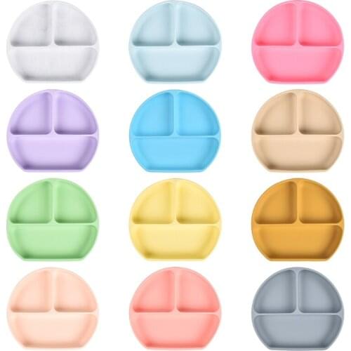 Silicone Baby Divided Sucker Bowl Infant Learning Feeding Dishes Dinner Plate