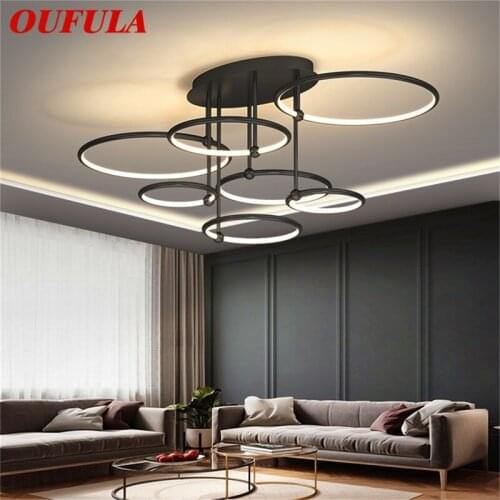 OUFULA Nordic Ceiling Lamp Contemporary Creative Black Light LED Fixtures Home For Living Dining Room