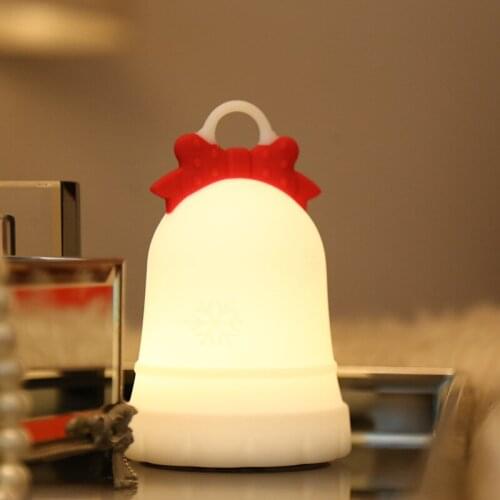 LED Night Light Silicone Touch Sensor 7 Colors Christmas Bell Night Lamp Kids Bedroom Desktop Decor Ornaments Battery Charge