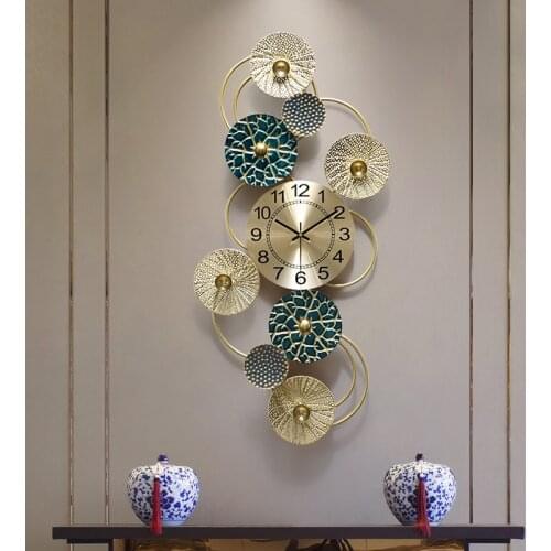 Silent Gold Wall Clock Metal Light Luxury Elegant Nordic Wall Clock Colorful Mute Creativity Orologio Da Parete Home Decor DK50W