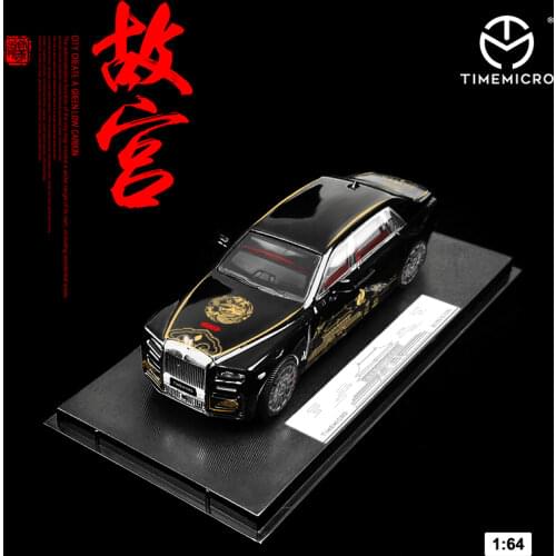 Time Model 1/64 Toy Car Black RosRyc Phantom Forbidden City Model Car Luxury Car Vehicle with Case gift for Kid Children