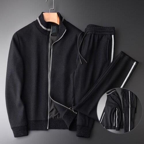 21C Sweatshirt Men Luxury Centipede Yarns Fabric Stand Collar Black Men Sweatshirt With Pants Fashion Sport Set Plus Size 4XL