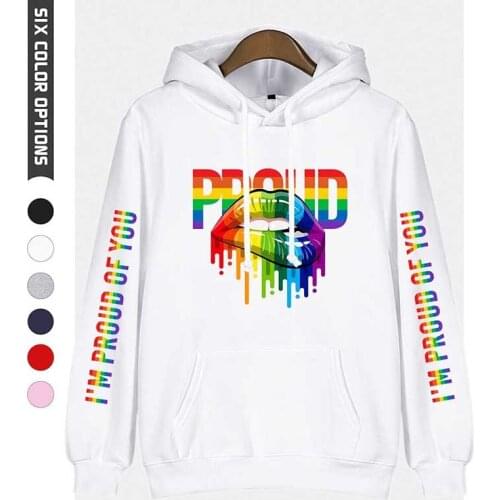 LGBT Hoodies Women/Men Rainbow Lesbians Gays Hoodies Sweatshirts Men Women Pullover Print I Am Proud For You LGBT Hoodies