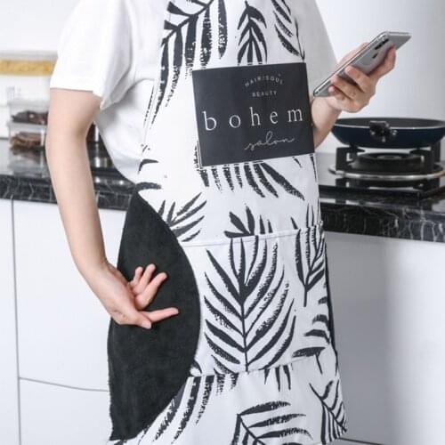 Waterproof Hand-wiping Apron Kitchen Adjustable Oil-proof Cooking Gown Baking Accessories Chef Apron with Big Pockets for Women