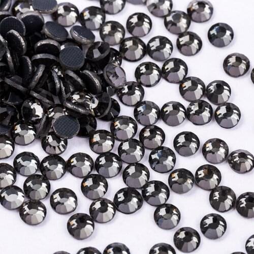 High quality Hotfix Rhinestones Black Diamond Iron On Crystal Glass Strass Clear SS4-SS30 Hot fix Rhinestone For Fabric Garment