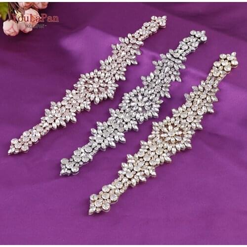 YouLaPan S319 Rhinestones Bridal Belt Handmade Bridal Sash for Wedding Dress Accessories with Ribbon Evening Dresses Belt