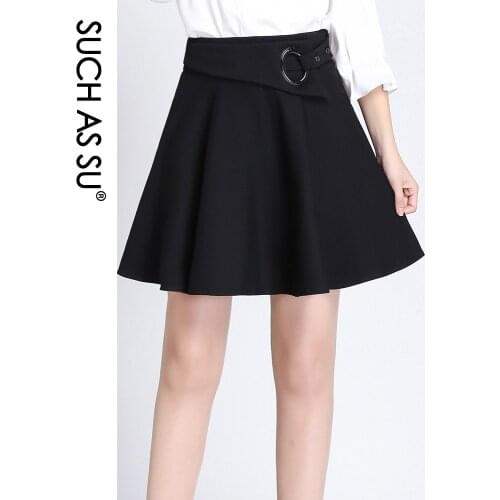 Skirt Women 2020 Fall Winter Fashion High Waist Ladies Sexy Waist Buckle Black Pleated Skirt S-XXXL Plus Size Female Mini Skirt