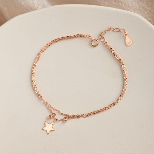 925 Sterling Silver Star Charm Bracelet for Women Simple Double Layer Link Chian Bracelet Summer Jewelry 2021 New
