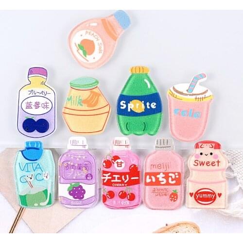 10/20Pcs Resin Drinks Charms Flatback Jelly Cartoon Milk Bottle Jewelry Findings For Earrings Keychain Diy Headware Accessories