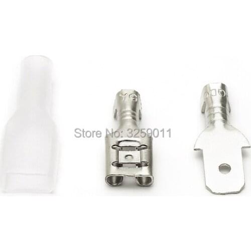 100PCS 4.8mm Brass Boat Car Speaker Circuit Board Connector Plug Spring Tinned Fittings Copper Crimp Terminal With Sheath