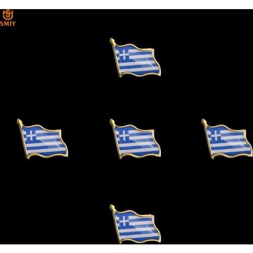 5Pcs Euro Enamel Emblem Badge Greek Blue&White Strip Paint Brooch Fashion Lapel Wear Safety Buckle Pin Collection