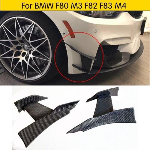 6PCS/Set Front Bumper Side Fins Splitters Spoiler for BMW F80 M3 F82 F83 M4 2014 - 2017 Carbon Fiber Trunk Trim Decoration