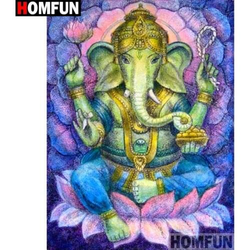 HOMFUN Full Square/Round Drill 5D DIY Diamond Painting "Religious elephant" Embroidery Cross Stitch 3D Home Decor Gift A13352