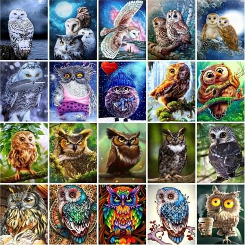 Huacan 5D Diamond Painting New Square Rhinestones Owl Mosaic Diamond Embroidery Beads Sets Cartoon Animal Picture Of Rhinestones
