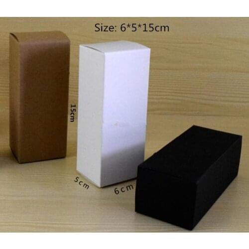 50pcs/lot-6*5*15cm Blank White Black Kraft Paper Gift Box Cosmetic Bottle Jar Craft Gift Candle Storage Boxes valve tubes