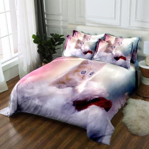 Colchas De Cama Queen 3d Bedding Sets Luxury Double Single Bed Sheet Linen Bed Set Quilt Cover Set Pillows Cute Cat Pattern