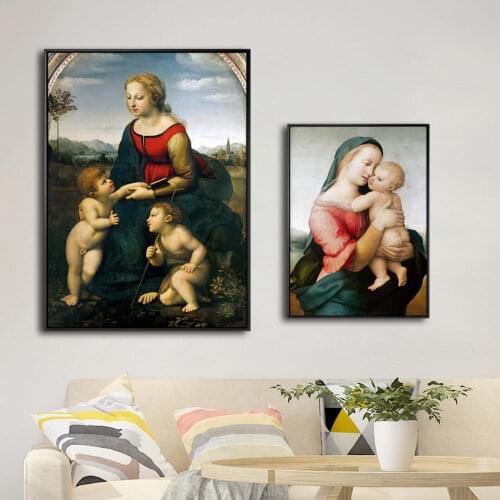 Home Decor Art Wall Pictures for Living Room Canvas Printing Paintings Italian Raffaello Sanzio Da Urbino Madonna Terrranuova