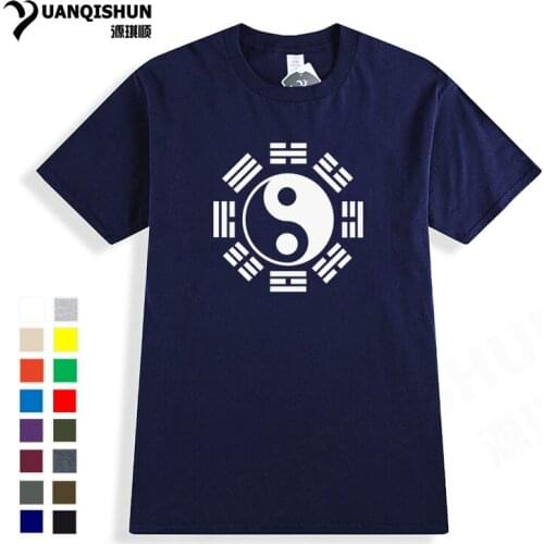 Boutique T-shirt Chinese Tai Chi Eight Diagrams Sportswear Printed Men T Shirt Mens Tshirt Short Sleeve O Neck Cotton Tops Tees
