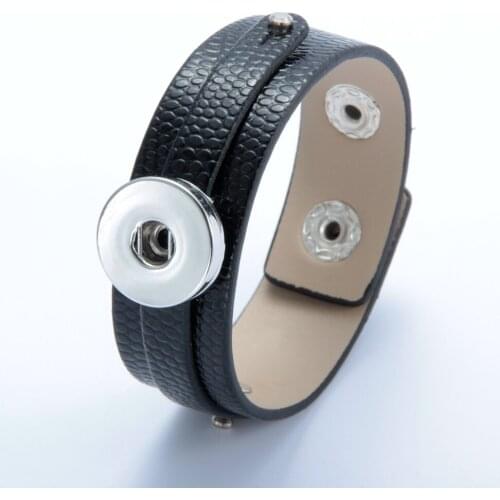 Hot Wholesale Snap Bracelet&Bangles 10 Color High Quality Leather Bracelets fit 18mm DIY Snaps Button Jewelry SZ0370k-b